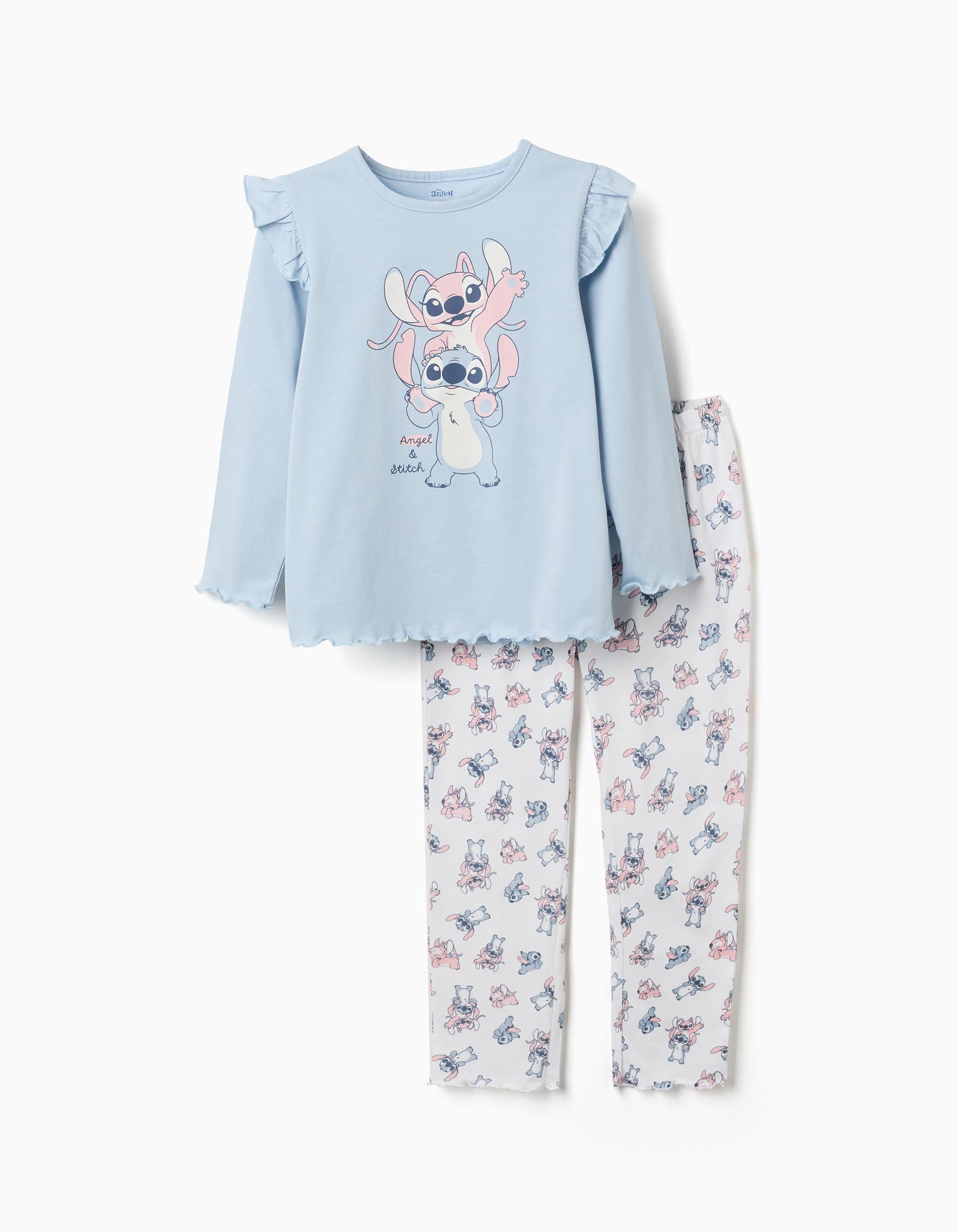 Pyjama à manches longues Stitch & Angel pour fille, bleu/blanc