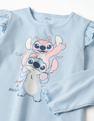 Pyjama à manches longues Stitch & Angel pour fille, bleu/blanc