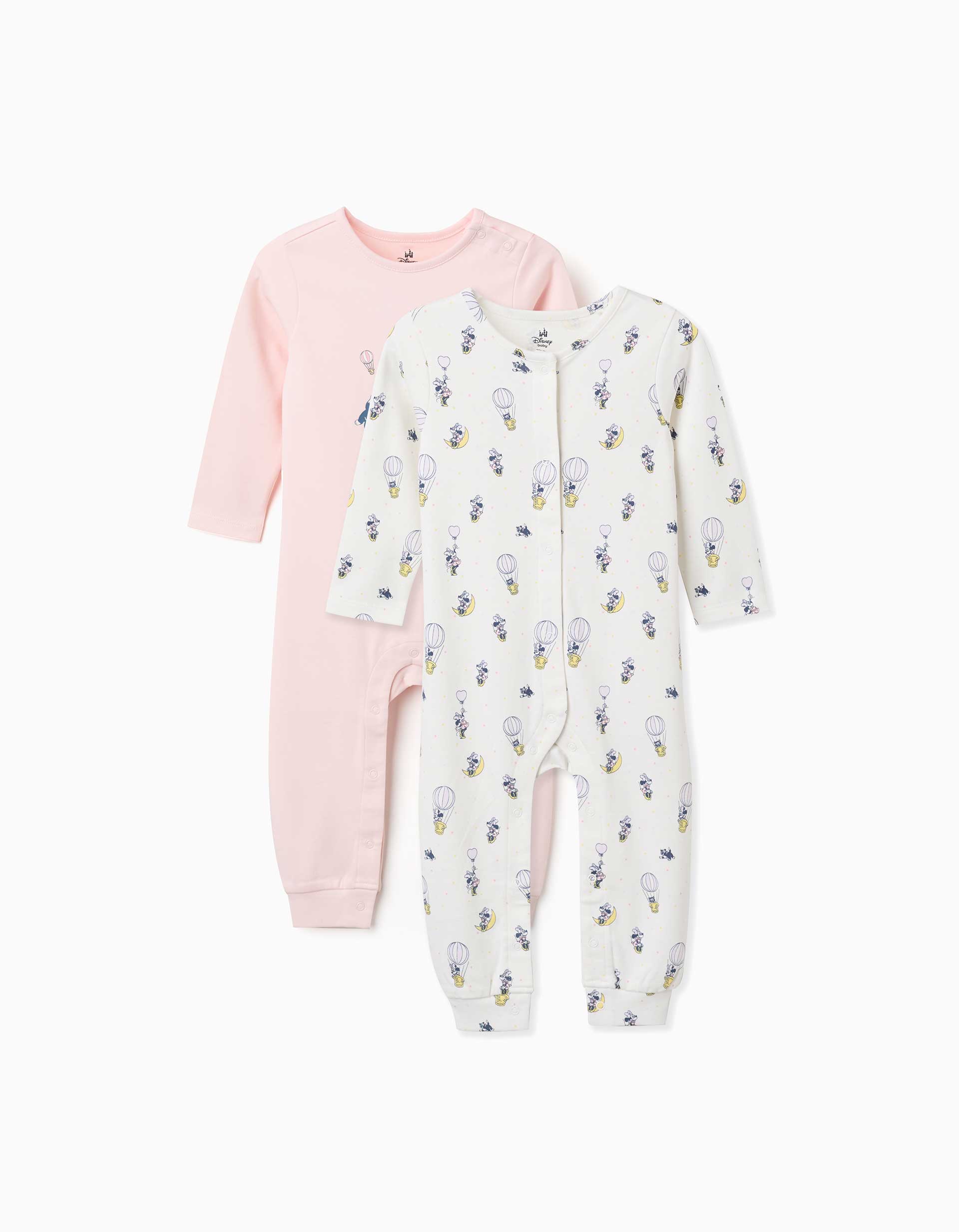 Lot de 2 dors-bien en coton Minnie pour nouveau-née et bébé, rose/blanc