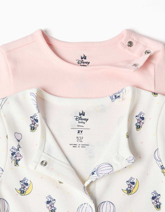 Lot de 2 dors-bien en coton Minnie pour nouveau-née et bébé, rose/blanc
