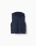 Hooded puffer vest with front zip for babies, navy blue