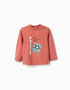 Camiseta de manga larga con estampado Puzzle para bebé niño, terracota