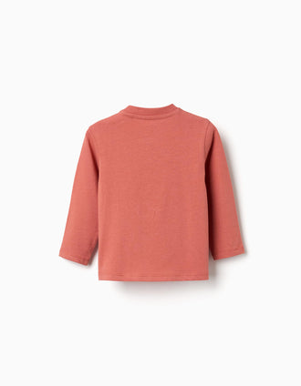 T-shirt de manga comprida com estampado Puzzle para bebé menino, terracota