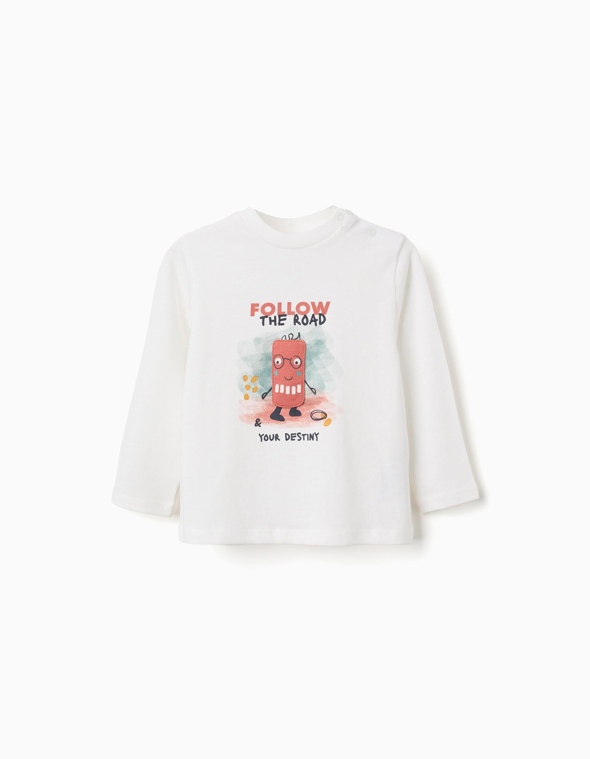 T-shirt de manga comprida com estampado Destiny para bebé menino, branco