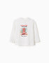 Long sleeve cotton T-shirt with Destiny print for baby boys, white