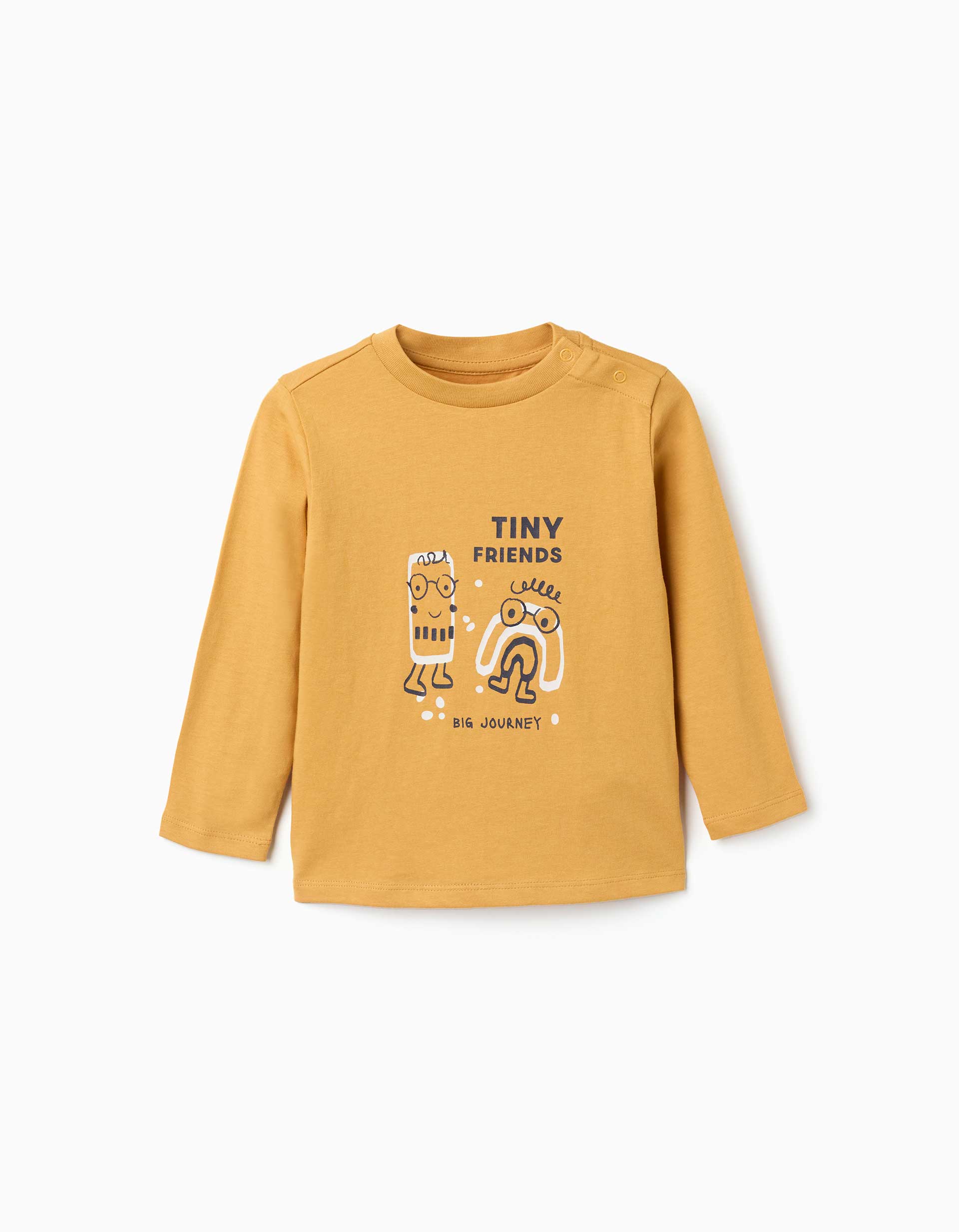 Long sleeve T-shirt with Tiny Friends print for baby boys, yellow