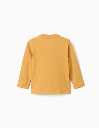 Long sleeve T-shirt with Tiny Friends print for baby boys, yellow
