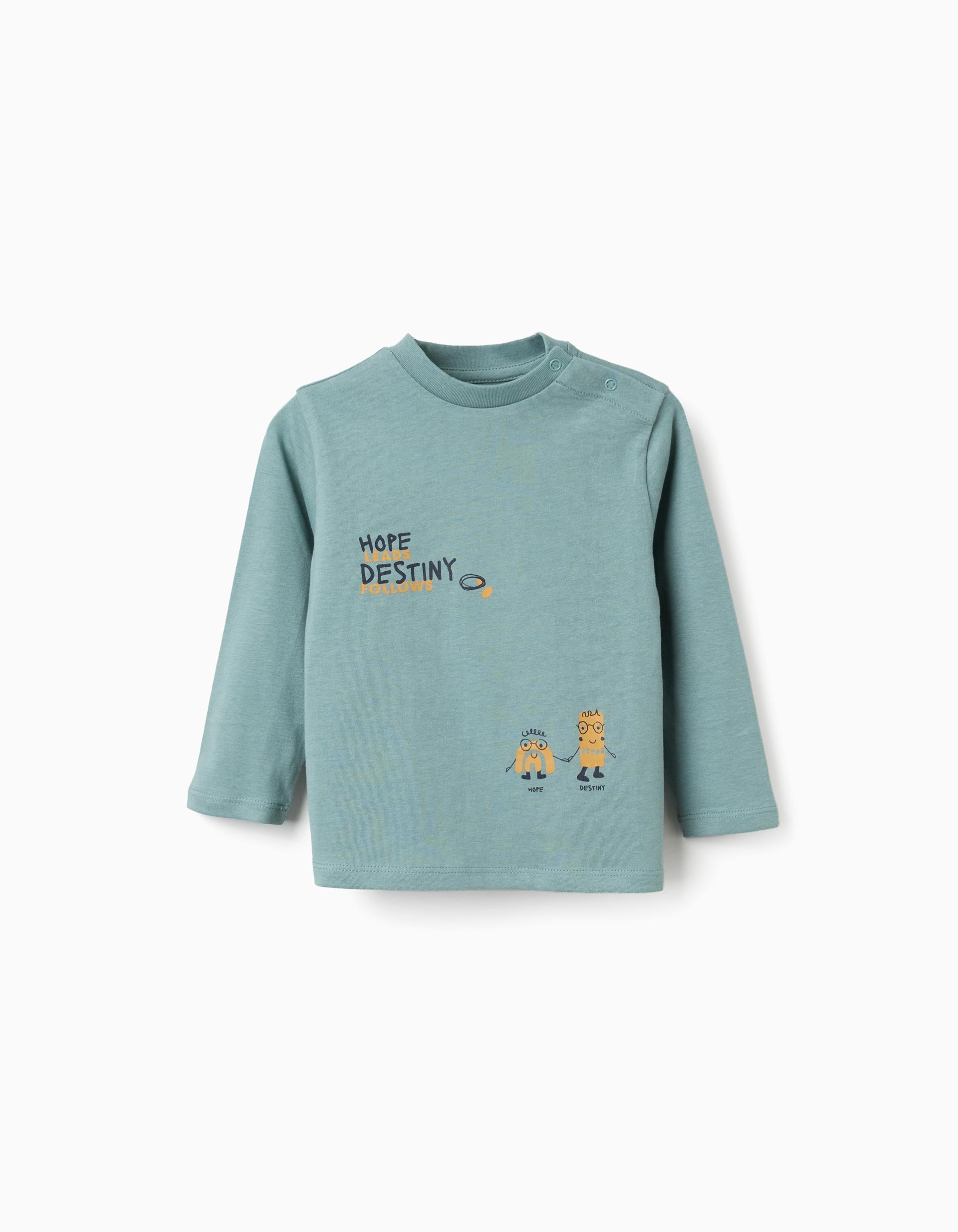 T-shirt de manga comprida Hope & Destiny para bebé menino, azul-esverdeado