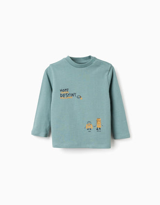 T-shirt de manga comprida Hope & Destiny para bebé menino, azul-esverdeado