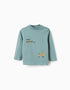 Long sleeve T-shirt with Hope & Destiny print for baby boys, blue-green