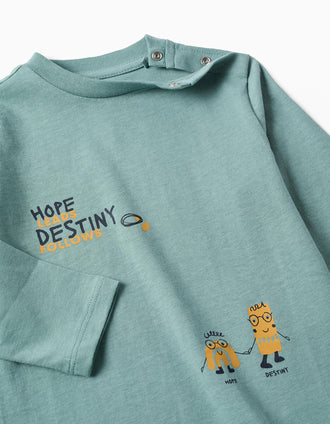 T-shirt de manga comprida Hope & Destiny para bebé menino, azul-esverdeado