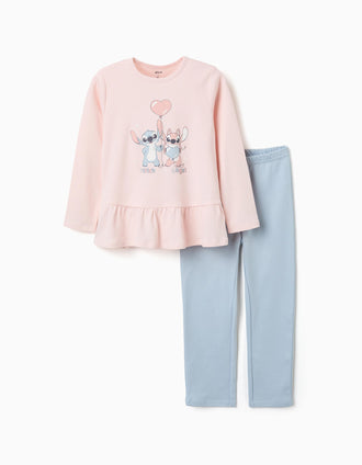 Pyjama long avec Stitch qui brille dans le noir pour fille, rose/bleu