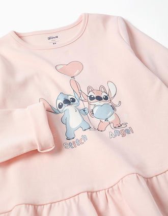 Pyjama long avec Stitch qui brille dans le noir pour fille, rose/bleu