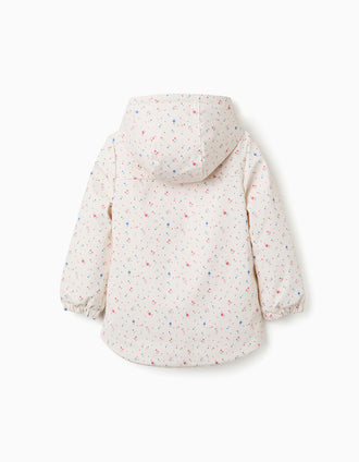 Parka com capuz com forro em sherpa para menina, branco