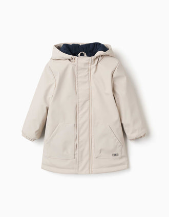 Parka rembourrée avec capuche et poches pour bébé garçon, beige clair