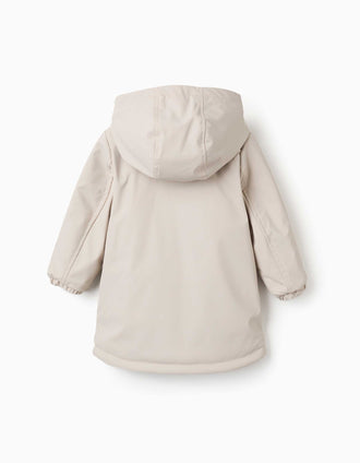 Parka rembourrée avec capuche et poches pour bébé garçon, beige clair