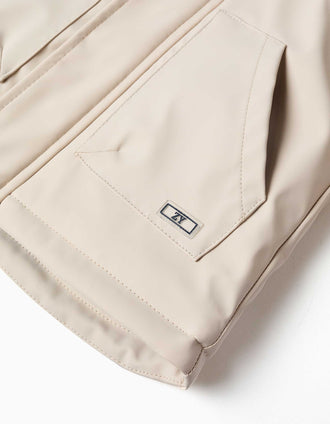 Parka rembourrée avec capuche et poches pour bébé garçon, beige clair