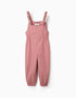 Rubber rain dungarees with floral print for girls, pink