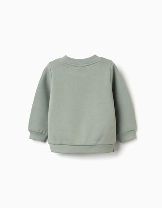 Sweat cardada com flores e corações para bebé menina, verde-escuro