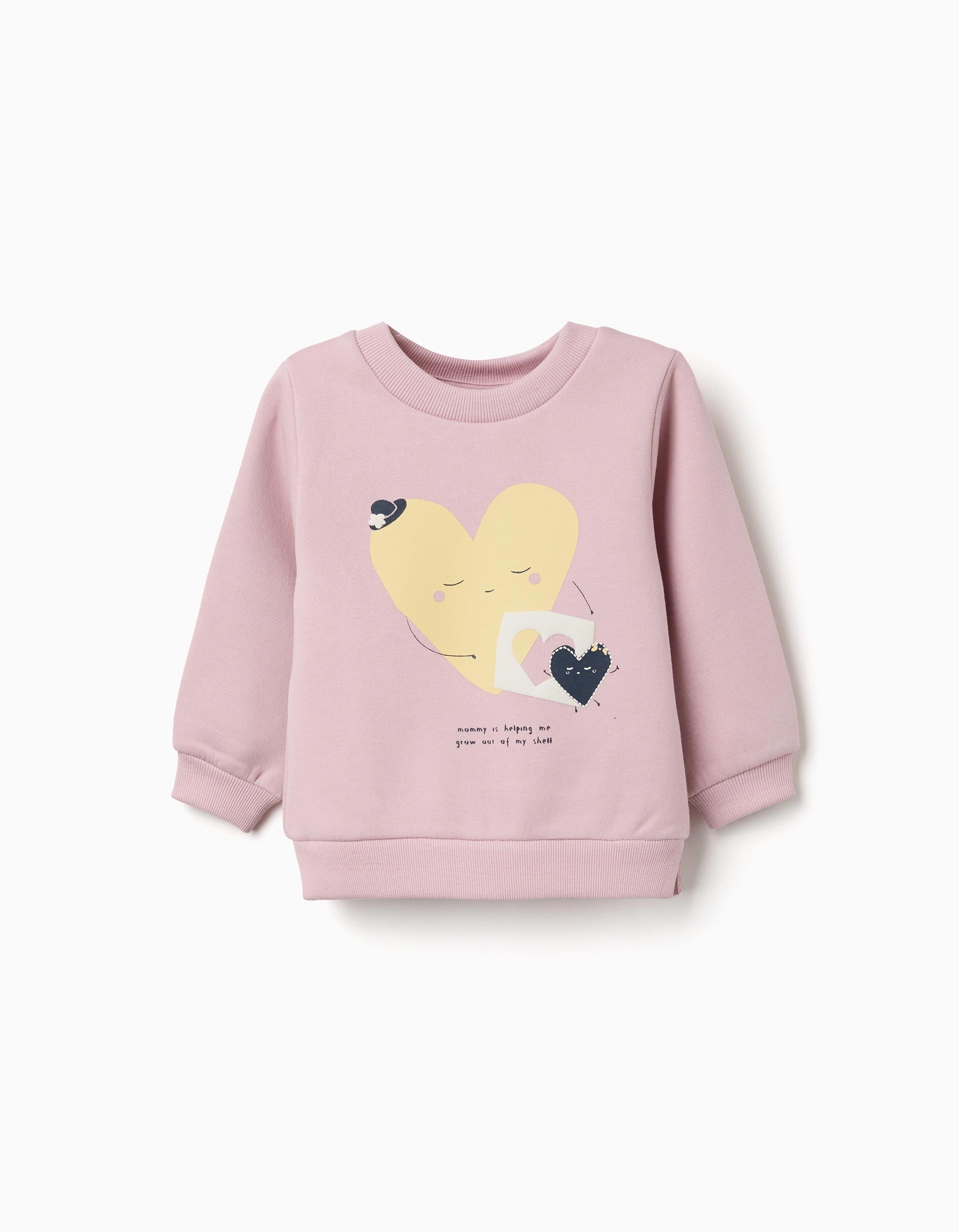 Sweat cardada com corações estampados para bebé menina, lilás