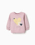 Sweat cardada com corações estampados para bebé menina, lilás
