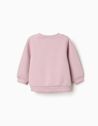 Sweat cardada com corações estampados para bebé menina, lilás