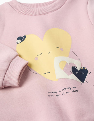 Sweat cardada com corações estampados para bebé menina, lilás