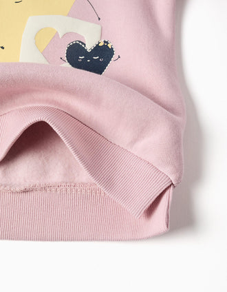 Sweat cardada com corações estampados para bebé menina, lilás