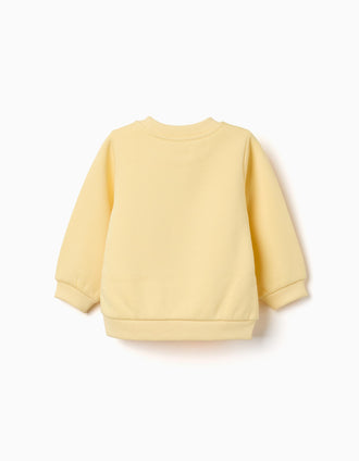 Sweat cardada com corações estampados para bebé menina, amarelo