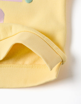 Sweat cardada com corações estampados para bebé menina, amarelo