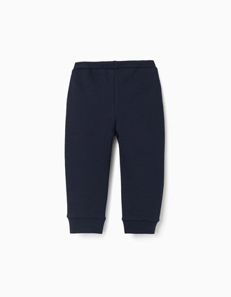 Calças cardadas com coração estampado para bebé menina, azul-escuro