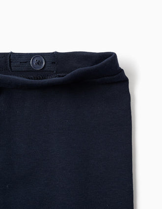 Calças cardadas com coração estampado para bebé menina, azul-escuro