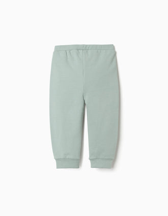 Calças cardadas com coração estampado para bebé menina, verde-claro
