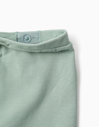 Calças cardadas com coração estampado para bebé menina, verde-claro