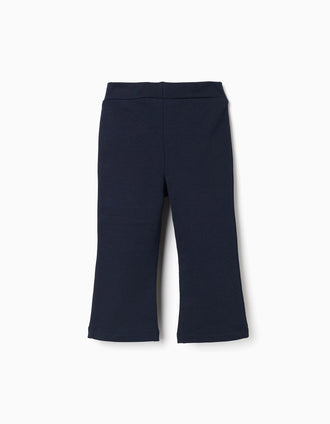 Leggings à boca de sino cardadas para bebé menina, azul-marinho