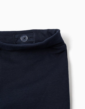 Leggings à boca de sino cardadas para bebé menina, azul-marinho