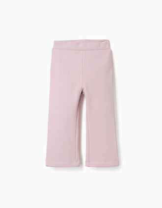 Leggings à boca de sino cardadas para bebé menina, lilás