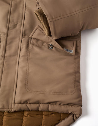Parka con capucha y forro de sherpa para niño, marrón grisáceo