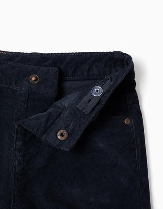 Pantalón recto de pana para bebé niño, azul marino
