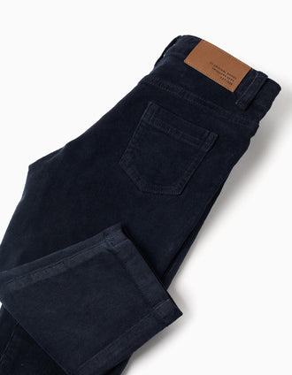 Pantalón recto de pana para bebé niño, azul marino
