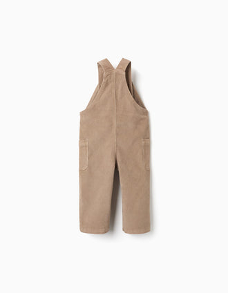 Salopette en Velours Côtelé pour Bébé Garçon, Beige