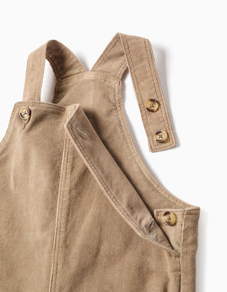 Salopette en Velours Côtelé pour Bébé Garçon, Beige