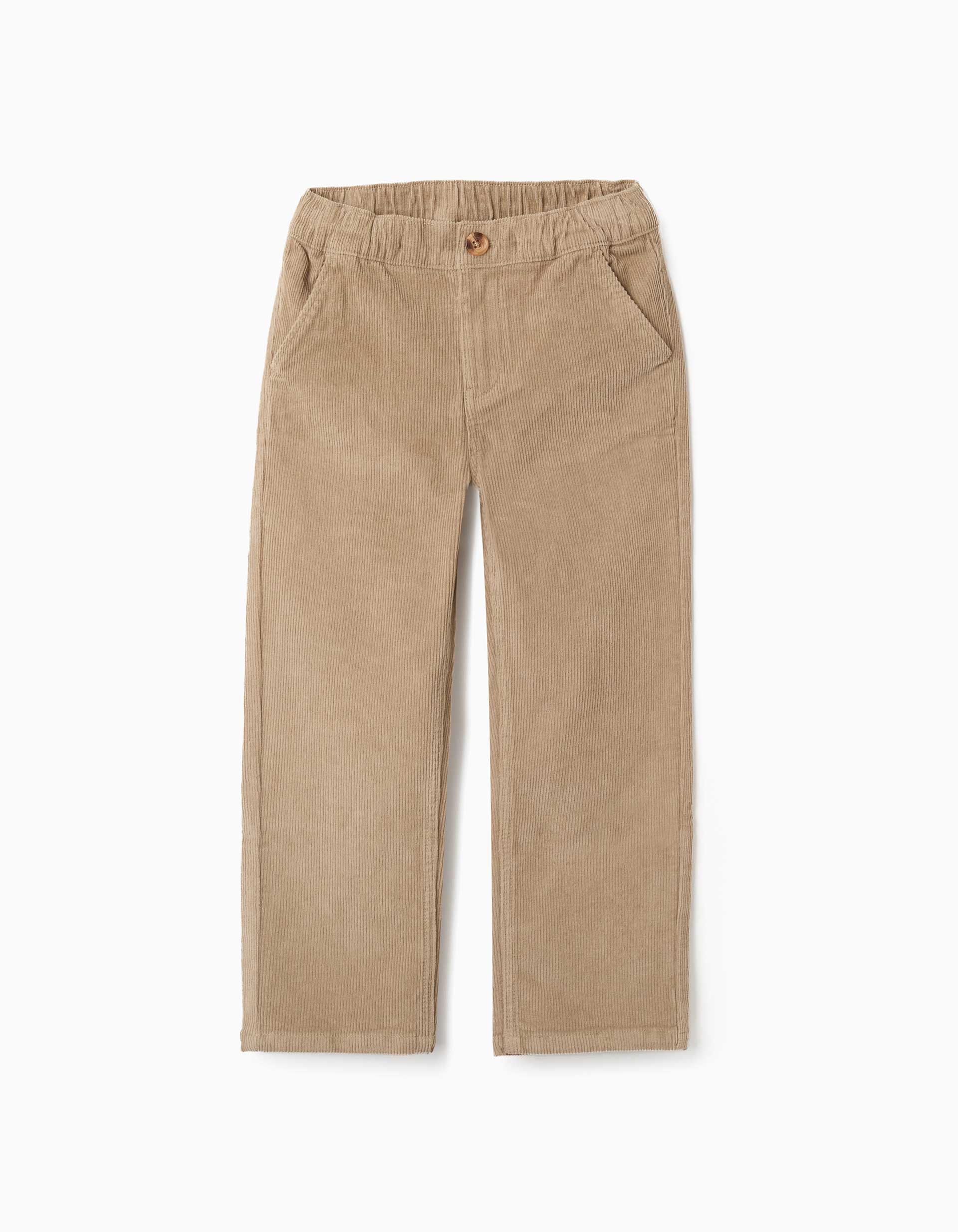 Pantalón chino de pana recto para niño, beige oscuro
