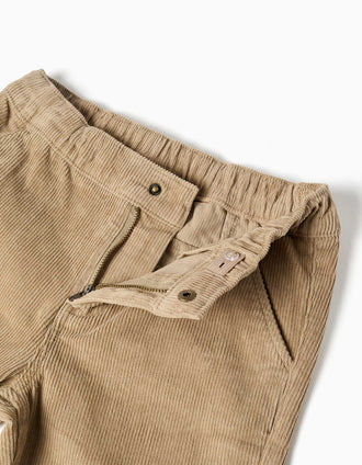 Pantalón chino de pana recto para niño, beige oscuro