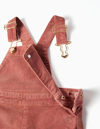 Corduroy dungarees with pockets for baby girls, dusty pink