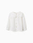 Camisa de algodón con cuello cuadrado B&S para niña, blanco