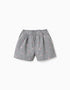 Cotton gingham shorts with floral print for girls, white/navy blue