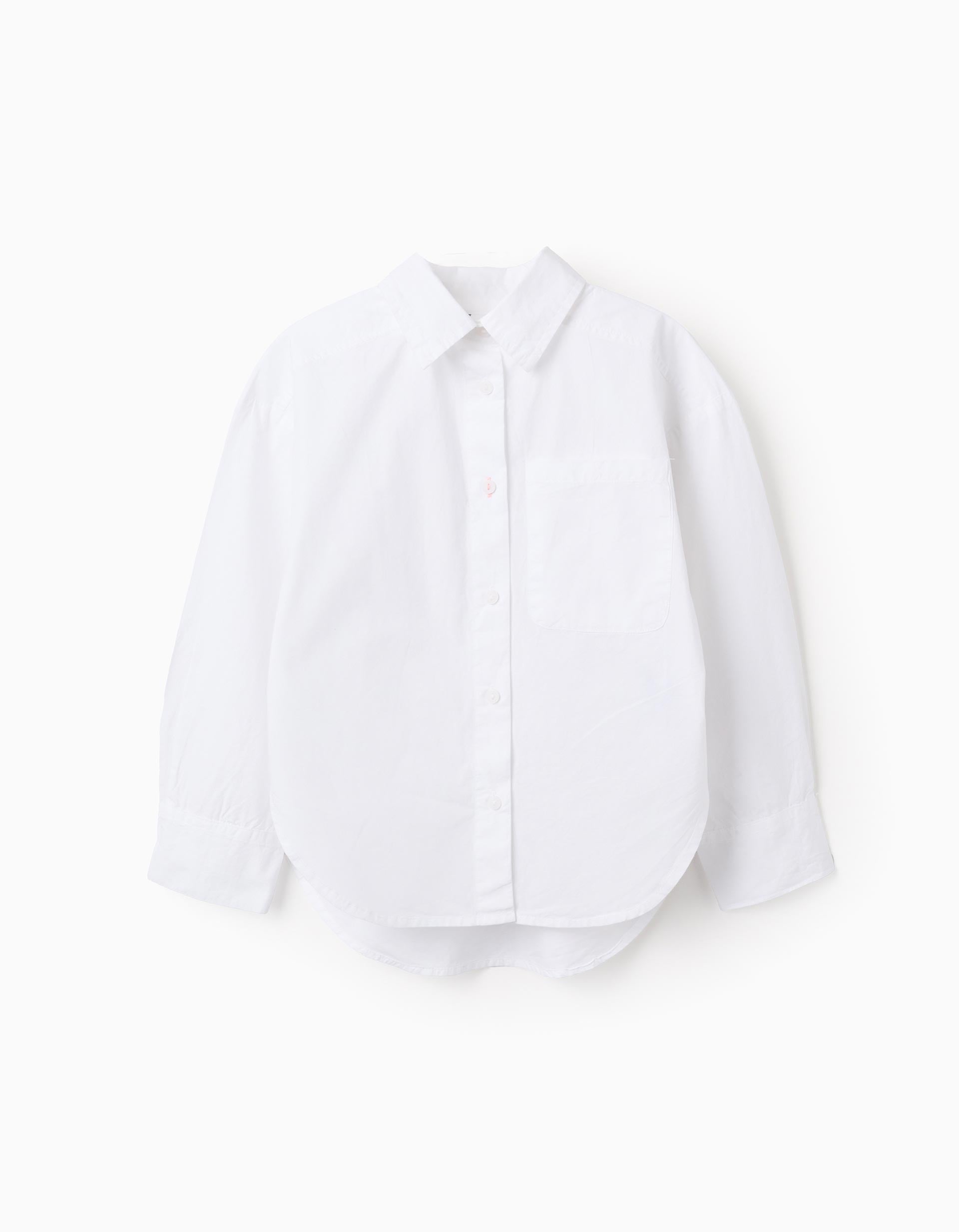 Chemise en popeline avec épaules tombantes pour fille, blanc