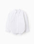 Long sleeve poplin shirt with dropped shoulders for girls, white