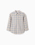 Long sleeve cotton checked shirt for boys, light beige/blue/brown